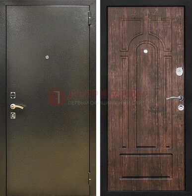 Темно-серая металлическая дверь с порошковым покрытием и МДФ коричневая ДП-292 в Тамбове