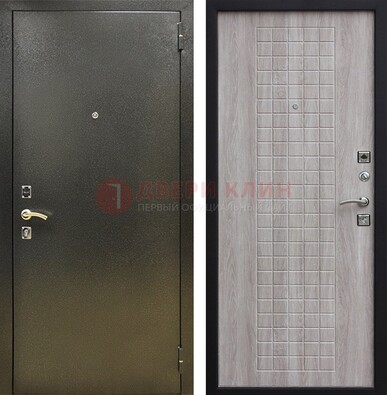 Железная темная дверь с порошковым покрытием и филенчатой МДФ ДП-297 в Тамбове