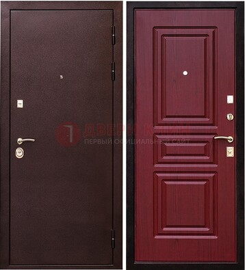 Бордовая входная дверь с порошковым окрасом ДП-36 в Тамбове