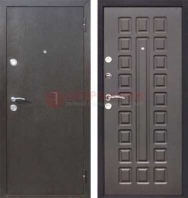 Коричневая железная дверь с порошковым окрасом ДП-63 в Тамбове