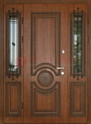 Парадная распашная стальная дверь Винорит со стеклом ДПР-106 в Тамбове