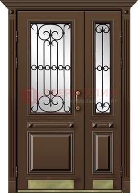 Стальная парадная дверь со вставками из стекла ДПР-32 для кирпичного дома в Перми