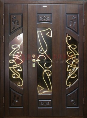 Парадная дверь со стеклом и ковкой ДПР-1 в каркасный дом в Перми