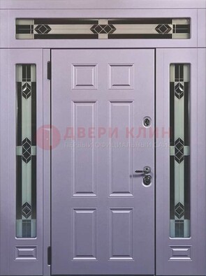 Филенчатая железная парадная дверь с фрамугами ДПР-82 в Орле