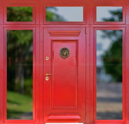 Красная парадная дверь для частного дома ДПР-88 в Тамбове