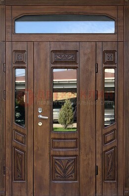 Парадная стальная дверь Винорит со стеклом и резьбой ДПР-97 в Тамбове