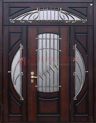 Парадная дверь со стеклянными вставками и ковкой ДПР-9 для улицы в Тамбове