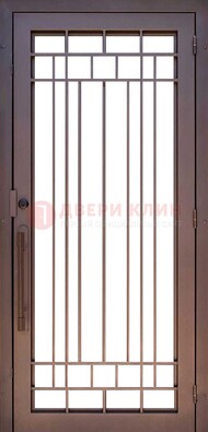 Стальная решетчатая дверь в коричневом цвете ДР-12 в Тамбове