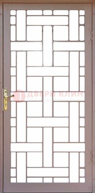 Коричневая металлическая решетчатая дверь для дома ДР-47 в Тамбове