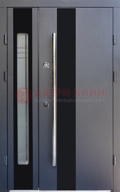 Серая стальная дверь со стеклом ДС-11 в Тамбове