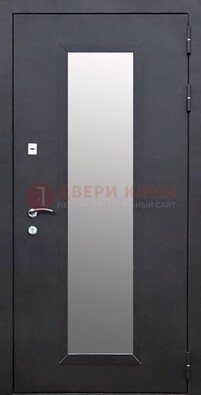 Черная стальная дверь порошок со стеклом ДС-33 в Тамбове