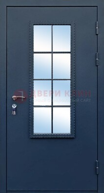 Темная металлическая дверь порошок со стеклом ДС-34 в Тамбове