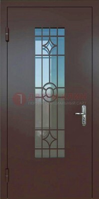 Входная металлическая дверь со стеклом для дома ДС-6 в Тамбове