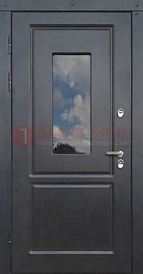 Чёрная металлическая дверь со стеклом ДС-77 в Тамбове