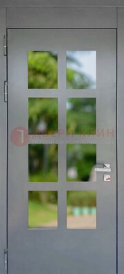 Серая металлическая дверь со стеклом ДС-78 в Тамбове