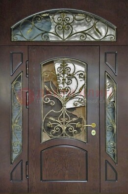 Входная дверь Винорит со стеклом и ковкой и фрамугами ДСК-213 в Тамбове
