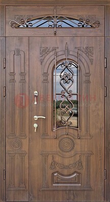 Распашная стальная дверь Винорит со стеклом и ковкой ДСК-232 в Тамбове