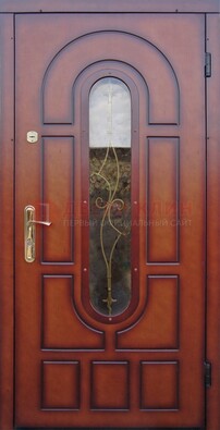 Яркая металлическая дверь Винорит со стеклом и ковкой ДСК-268 в Павловском Посаде