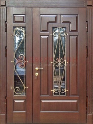 Стальная распашная дверь Винорит стекло и ковка ДСК-274 в Тамбове