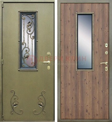 Офисная железная дверь со стеклом и ковкой ДСК-44 в Тамбове