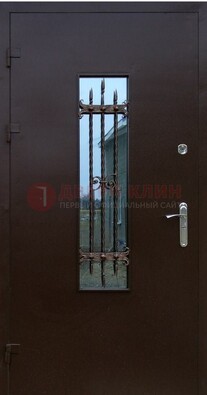 Надежная металлическая дверь со стеклом и ковкой ДСК-47 в Щелково