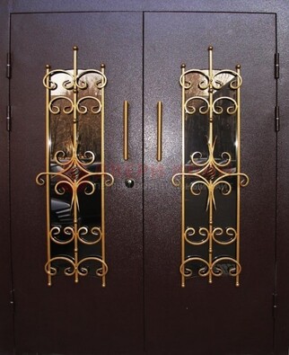 Металлическая дверь с ковкой и остеклением ДСК-49 в Щелково