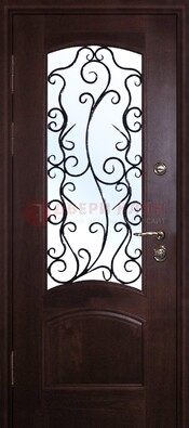 Металлическая дверь со стеклом и ковкой ДСК-6 в квартиру в Сургуте