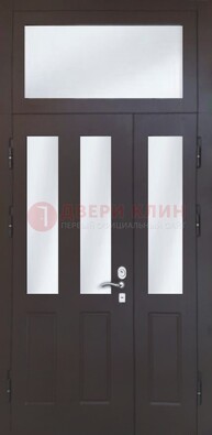 Черная тамбурная дверь со стеклянными вставками ДТМ-38 в Тамбове