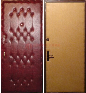 Бордовая металлическая дверь с винилискожей ДВ-1 в Тамбове
