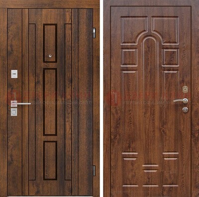 Стальная коричневая дверь с МДФ и коричневой МДФ внутри ДМ-1388 в Тамбове