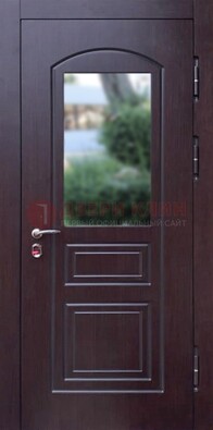Темная железная дверь с виноритом и стеклом ДВТ-162 в Тамбове