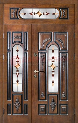 Элитная дверь цвета дуб с виноритом и витражом ДВТ-177 в Краснодаре