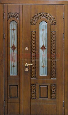 Темная стальная дверь с виноритом и стеклом ДВТ-179 в Тамбове