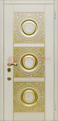 Белая входная дверь с виноритом и рисунком ДВТ-17 в Тамбове
