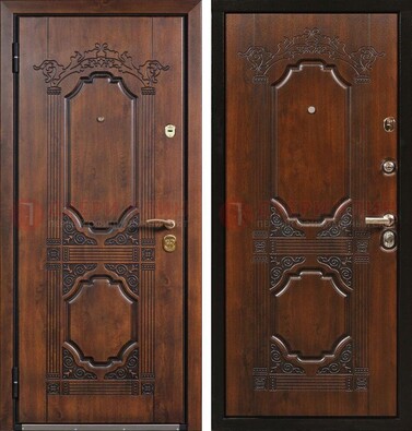 Коричневая железная дверь с виноритом и узором ДВТ-211 в Тамбове