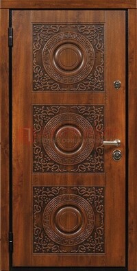 Коричневая стальная дверь с виноритом и рисунком ДВТ-21 в Тамбове