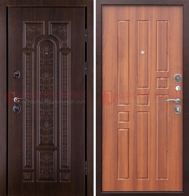 Темная металлическая дверь с виноритом и узором ДВТ-224 в Тамбове