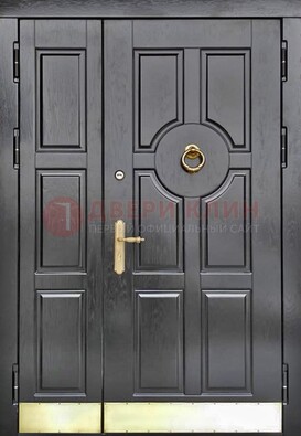 Черная металическая дверь с виноритом для дома ДВТ-241 в Чехове