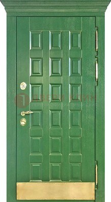 Входная зеленая дверь с виноритом для коттеджа ДВТ-249 в Тамбове