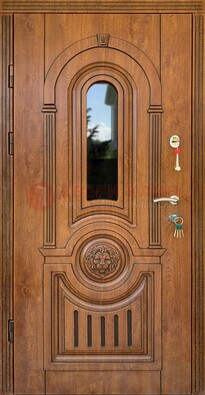 Классическая стальная дверь Винорит со стеклом и узором ДВТ-261 в Тамбове