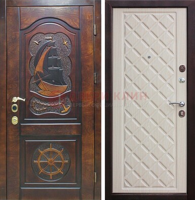 Темная железная дверь с виноритом и филенкой ДВТ-54 в Тамбове
