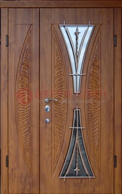 Входная классическая дверь с терморазрывом и МДФ Итальянский орех ДВТ-76 в Тамбове