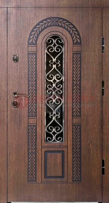 Стальная коричневая дверь с виноритом и МДФ ДВТ-81 в Тамбове
