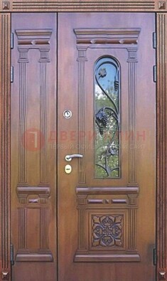 Железная коричневая филенчатая дверь с виноритом и МДФ ДВТ-85 в Тамбове
