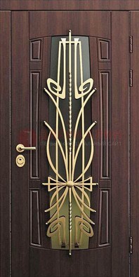 Железная темная дверь с виноритом и МДФ со стеклом ДВТ-86 в Тамбове