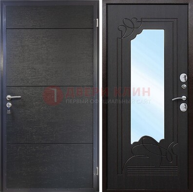 Темная Железная дверь c виноритом и МДФ с зеркалом ДЗ-119 