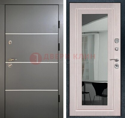 Черная металлическая дверь с зеркалом ДЗ-12 в Тамбове