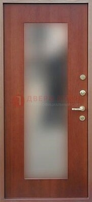 Коричневая железная дверь с зеркалом ДЗ-14 в Тамбове