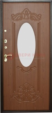 Коричневая стальная дверь с зеркалом ДЗ-15 в Тамбове