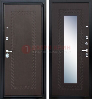 Темная стальная дверь с зеркалом ДЗ-20 в Тамбове